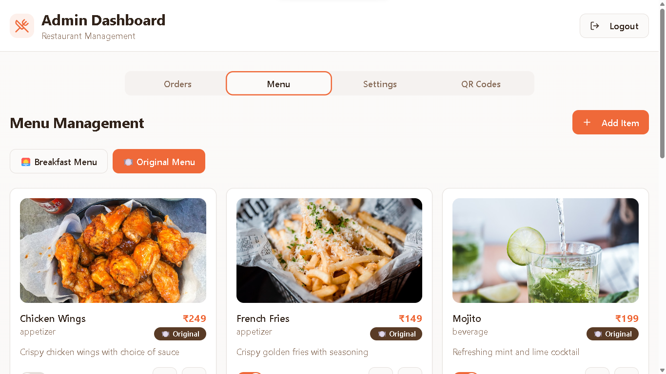 Mobile menu interface