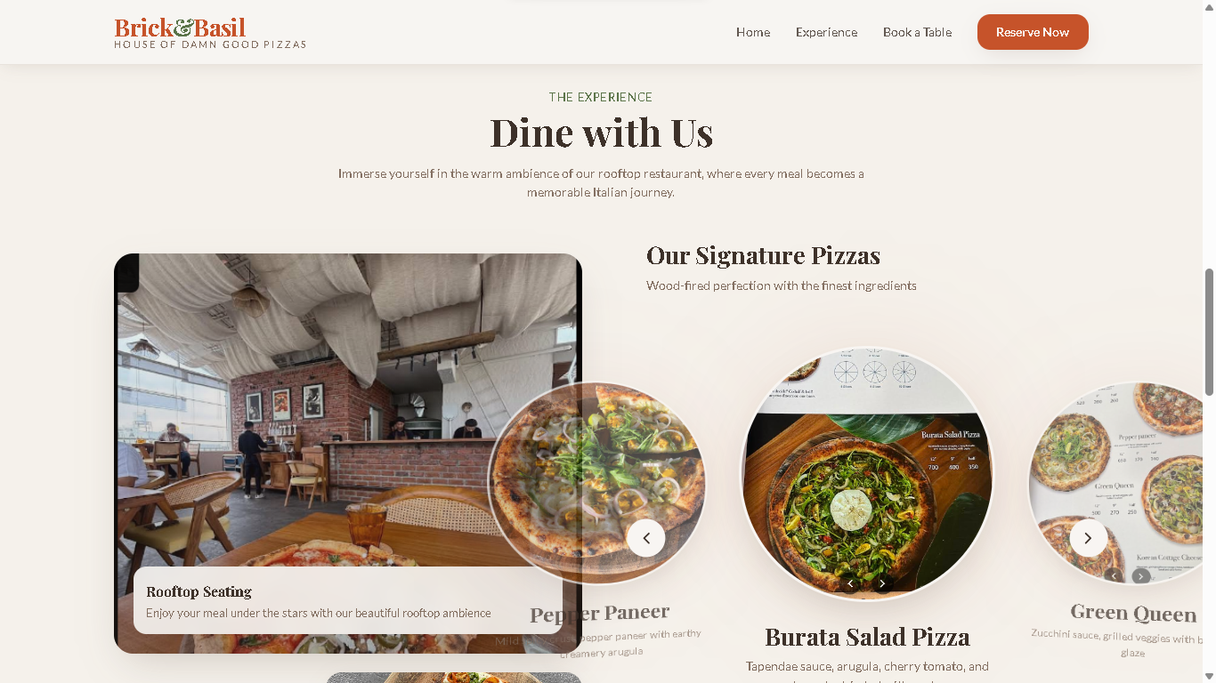 Table availability screen